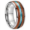 Bague Tungstène & Fut & Turquoise - 8 mm - Argent