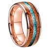 Bague Tungstène & Fut & Turquoise - 8 mm - Or rose - Face