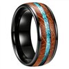 Bague Tungstène & Fut & Turquoise - 8 mm - Noir