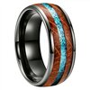 Bague Tungstène & Fut & Turquoise - 8 mm - Gris anthracite - Face