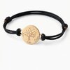 Bracelet arbre de vie personnalisé sur cordon noir, médaille dorée gravée de prénoms
