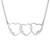 Collier trois coeurs entrelacés prénoms, finition argent