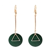 boucles d'oreilles élégantes pendantes rond et triangle bois vert