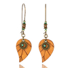 boucles d'oreilles pendantes bois ethniques bohème forme feuille