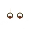 Boucles d'oreilles pendantes vertes et marron en bois