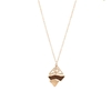 long collier avec pendentif bois et métal losange