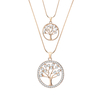 Arbre-de-vie-rond-pendentifs-collier-pour-femmes-or-argent-Double-chaines-cristal-collier-femme