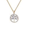 collier chaîne avec pendentif arbre de vie bleu couleur or