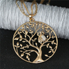 collier pendentif arbre de vie et hiboux strass