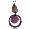sautoir avec grande perle de bois mauve