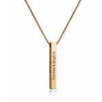 Collier barre gravé personnalisé en or rose