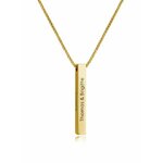 Collier barre gravé personnalisé en or, 4 faces à graver