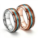 Bague Tungstène & Fut & Turquoise - 8 mm - Duo