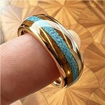 Bague Tungstène & Fut & Turquoise - 8 mm - Or portée