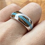 Bague Tungstène & Fut & Turquoise - 8 mm - Argent portée