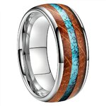 Bague Tungstène & Fut & Turquoise - 8 mm - Argent