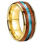 Bague Tungstène & Fut & Turquoise - 8 mm - Or