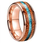 Bague Tungstène & Fut & Turquoise - 8 mm - Or rose - Face