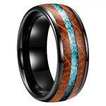 Bague Tungstène & Fut & Turquoise - 8 mm - Noir