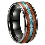 Bague Tungstène & Fut & Turquoise - 8 mm - Gris anthracite - Face