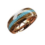 Bague Tungstène & Fut & Turquoise - 8 mm - Or rose