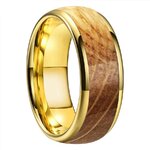 Bague Tungstène & Fut - 6 ou 8 mm - Chêne - Or