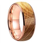 Bague Tungstène & Fut - 6 ou 8 mm - Chêne - Or rose