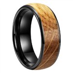 Bague Tungstène & Fut - 6 ou 8 mm - Chêne - Noir