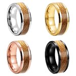 Bague Tungstène & Fut - 6 ou 8 mm - Bourbon - 4 couleurs