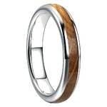 Bague Tungstène & Fut - 4 mm - Chêne - Argent