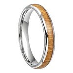 Bague Tungstène & Bois - 4 mm - Argent - Clarté