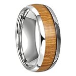 Bague Tungstène & Bois - 8 mm - Argent - Clarté