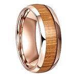 Bague Tungstène & Bois - 8 mm - Or rose - Clarté