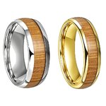 Bague Tungstène & Bois - 4, 6 ou 8 mm - Clarté - Argent et Or