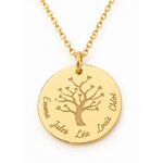 Collier arbre de vie gravé prénoms Tendresse, doré