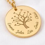 Médaille arbre de vie aux branches en cœurs, gravée de 5 prénoms