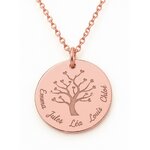 Collier arbre de vie gravé prénoms Tendresse, or rose