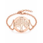 Bracelet arbre de vie prénoms personnalisés en acier, couleur or rose