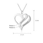 Collier double coeur 2 prénoms, dimensions du pendentif