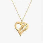 Collier double coeur prénoms couleur or, fond blanc