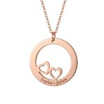 Collier cercle de coeurs 2 prénoms couleur or rose
