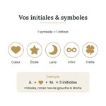 Collier initiale personnalisé avec initiales et symboles au choix, exemple