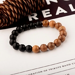 bracelet perles en bois tibétain et yoga bicolore