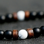 bracelet pour homme perles de bois noires et blanches