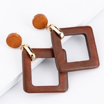 boucles doreilles pendantes en bois géométriques carrées