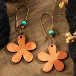 boucles doreilles pendantes bois ethniques fleur