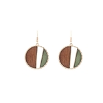 Boucles doreilles pendantes vertes et marron en bois