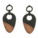 boucles d'oreilles pendantes bois et noires