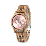 montre bois femme chronographe - Shine rose