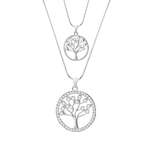 Arbre-de-vie-rond-pendentifs-collier-pour-femmes-or-argent-Double-chaines-cristal-collier-femme